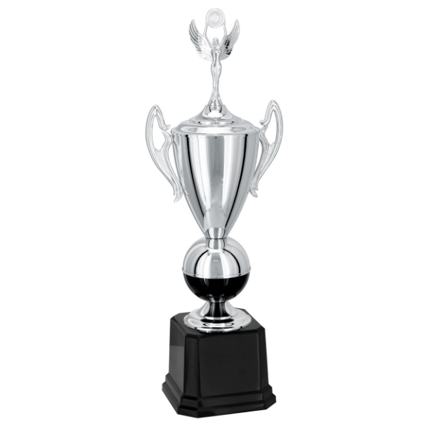 Imagem de TROFÉU GRANDE TAÇA EM POLÍMERO METALIZADO NA COR PRATA - 81 CM - 300541-PPT