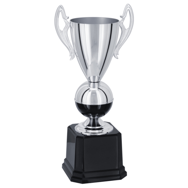 Imagem de TROFÉU GRANDE TAÇA ABERTA EM POLÍMERO METALIZADO NA COR PRATA - 62 CM - 300545-PPT