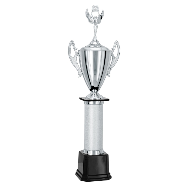 Imagem de TROFÉU MÉDIO TAÇA EM POLÍMERO METALIZADO NA COR PRATA - 94 CM - 300551-PRT