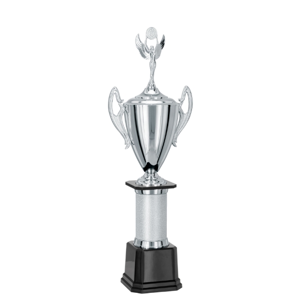 Imagem de TROFÉU MÉDIO TAÇA EM POLÍMERO METALIZADO NA COR PRATA - 84 CM - 300553-PRT