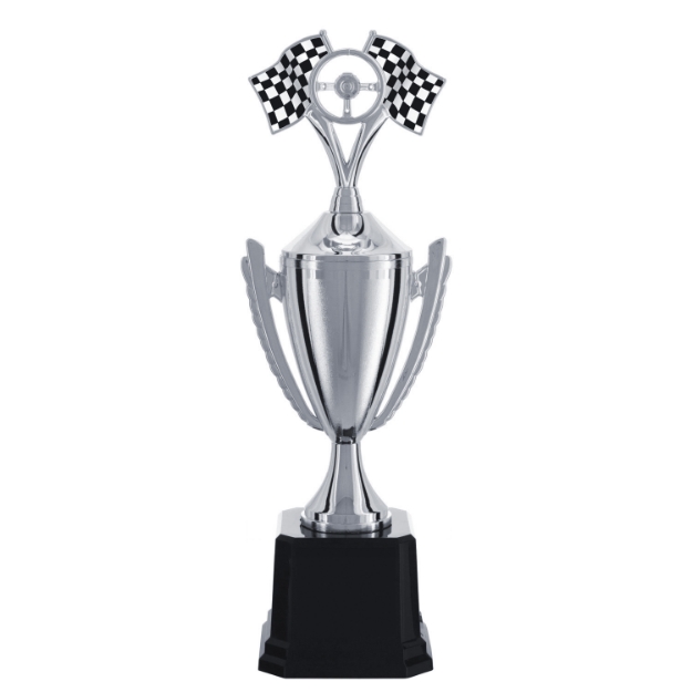 Imagem de TROFÉU MÉDIO TAÇA EM POLÍMERO METALIZADO NA COR PRATA - 47 CM - 401802-PR