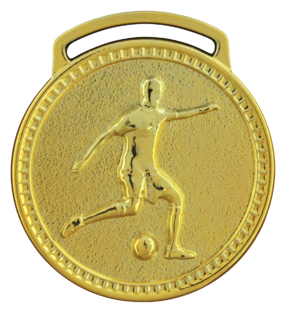 Imagem de MEDALHA JOGADOR DE FUTEBOL METALIZADA NA COR DOURADA - 50002-AZ-D