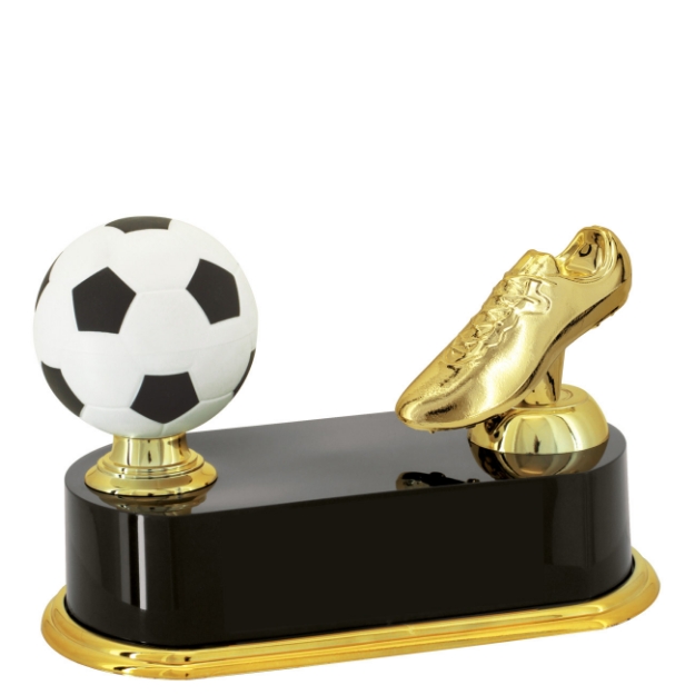 Imagem de TROFÉU PARA DESTAQUE FUTEBOL EM POLÍMERO METALIZADO - CHUTEIRA-  14 CM - 501340-PT-CH