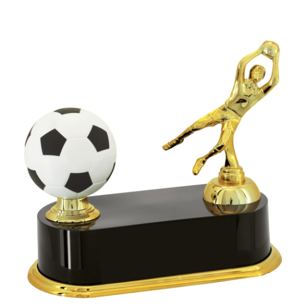 Imagem de TROFÉU PARA DESTAQUE FUTEBOL EM POLÍMERO METALIZADO - GOLEIRO - 19 CM - 501340-PT-GL