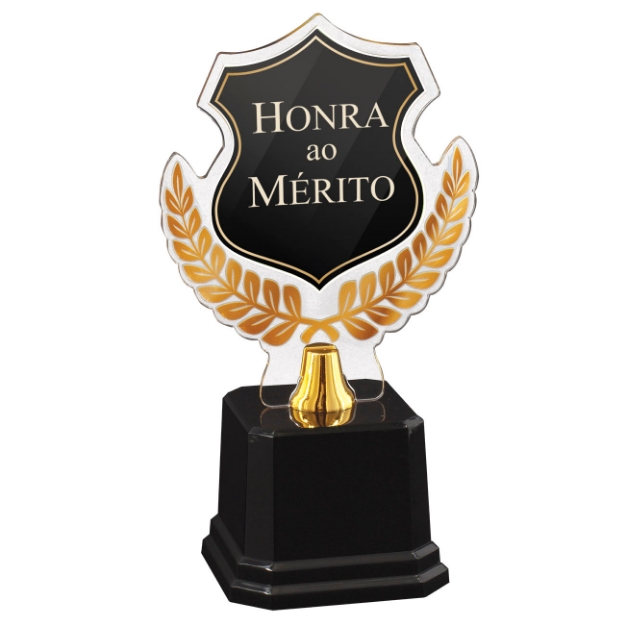Imagem de TROFÉU COM PLACA DE ACRÍLICO EM FORMA DE BRASÃO PERSONALIZÁVEL - 501770-HO