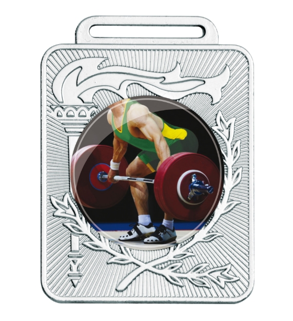 Imagem de MEDALHA RETANGULAR TOCHA OLIMPICA METALIZADA NA COR PRATA - 50600-AZ-P