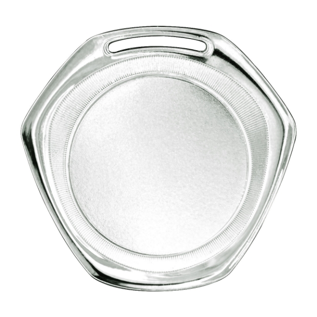 Imagem de MEDALHA GRANDE HEXAGONAL METALIZADA NA COR PRATA - 75003-AZ-P