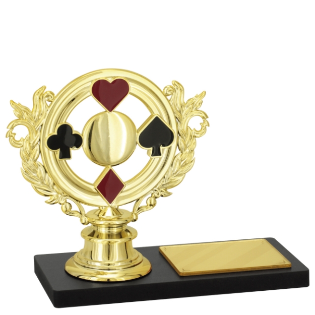 Imagem de TROFÉU PARA PREMIAÇÃO CARTAS COM BASE DE MDF E ESTATUETA ESMALTADA - PLM-240-DO-BRE6