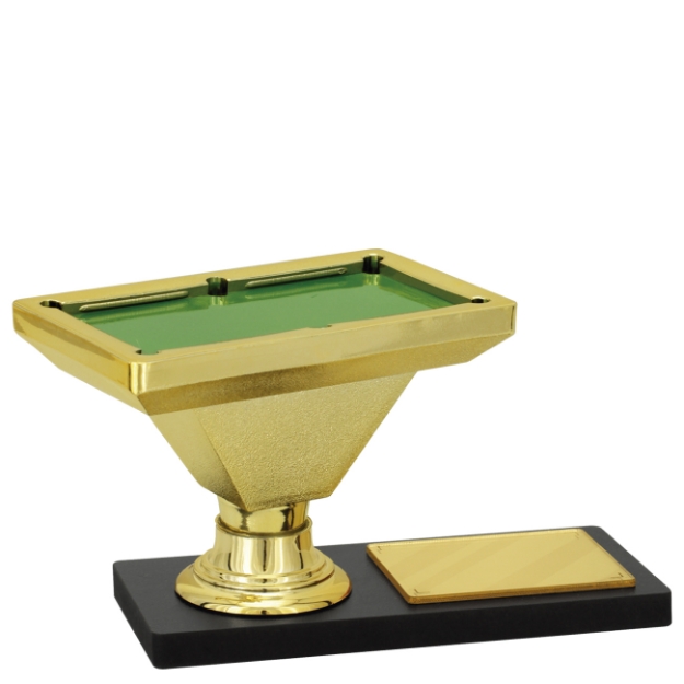 Imagem de TROFÉU PARA PREMIAÇÃO DE SINUCA COM BASE DE MDF E EXCLUSIVA ESTATUETA DE MESA