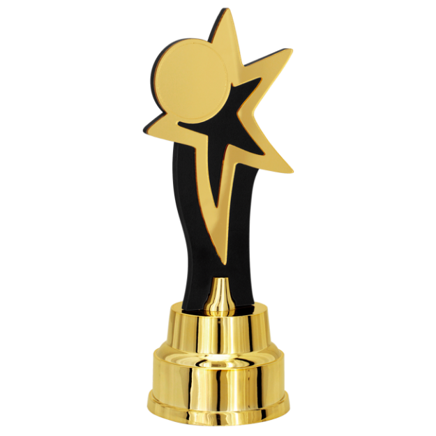 Imagem de TROFÉU PARA PREMIAÇÃO EM FORMATO DE ESTRELA COM PLACA DE MDF E ACRÍLICO ESPELHADO - PLM-260-EST