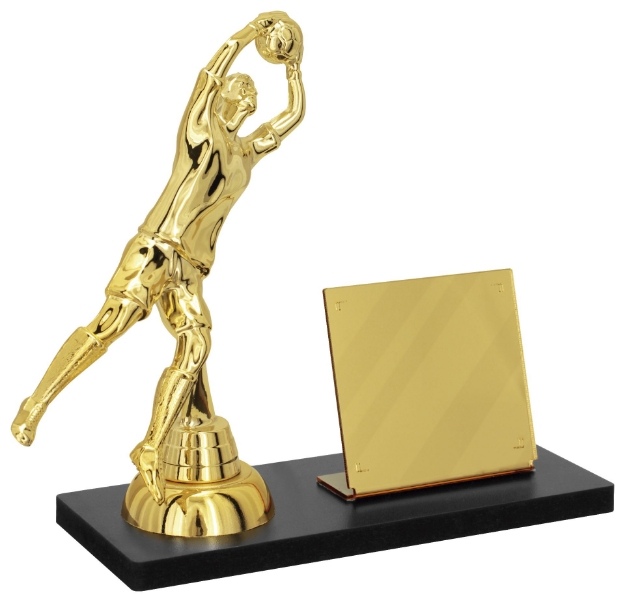 Imagem de TROFÉU PARA PREMIAÇÃO DE MELHOR GOLEIRO COM BASE DE MDF E PLACA DE ACRÍLICO ESPELHADO - PLM-270-DO-GL