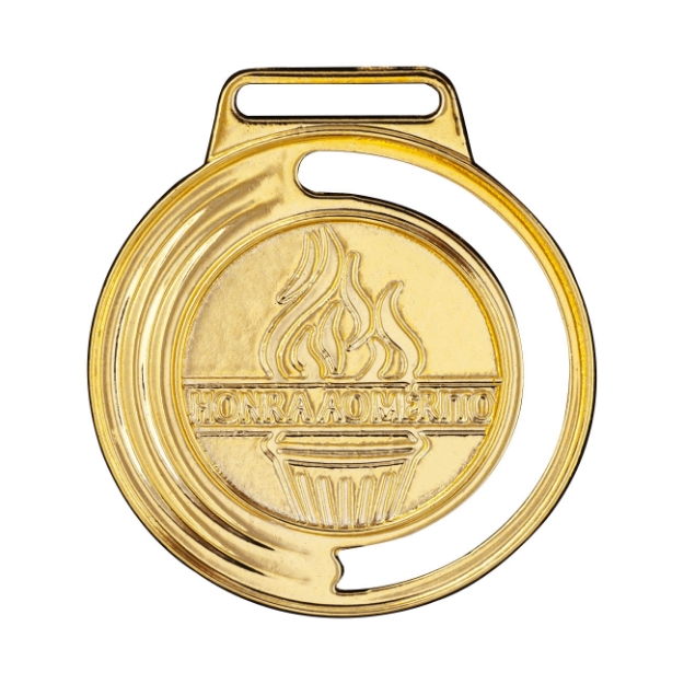 Imagem de MEDALHA PEQUENA METALIZADA NA COR DOURADA DETALHE DE TOCHA OLÍMPICA - 40000-AZ-D