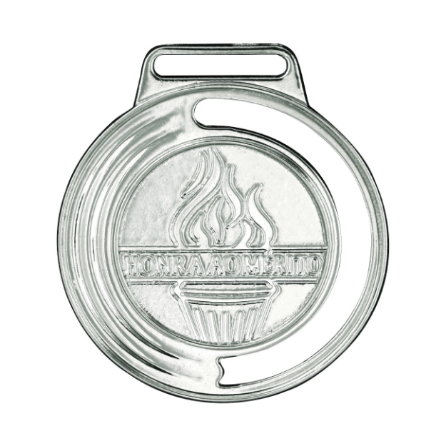 Imagem de MEDALHA PEQUENA METALIZADA NA COR PRATA DETALHE DE TOCHA OLÍMPICA - 40000-AZ-P