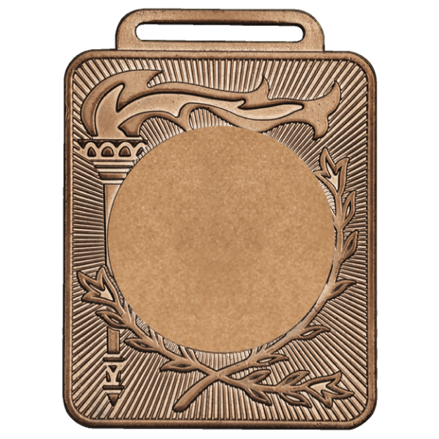 Imagem de MEDALHA RETANGULAR TOCHA OLIMPICA METALIZADA NA COR BRONZE - 50600-AZ-BN
