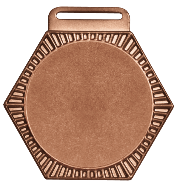 Imagem de MEDALHA GRANDE HEXAGONAL METALIZADA NA COR BRONZE - 70600-AZ-BN