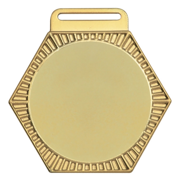 Imagem de MEDALHA GRANDE HEXAGONAL METALIZADA NA COR DOURADA - 70600-AZ-D
