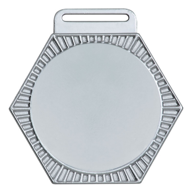 Imagem de MEDALHA GRANDE HEXAGONAL METALIZADA NA COR PRATA - 70600-AZ-P