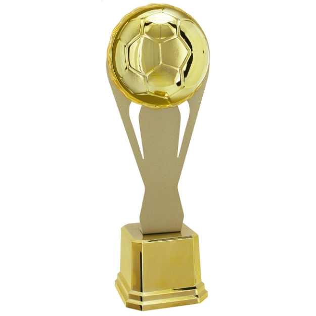 Imagem de TROFÉU EM POLÍMERO COM CHAPA DE METAL E ESTATUETA DE BOLA DE FUTEBOL - 44 CM - 402735-DOME