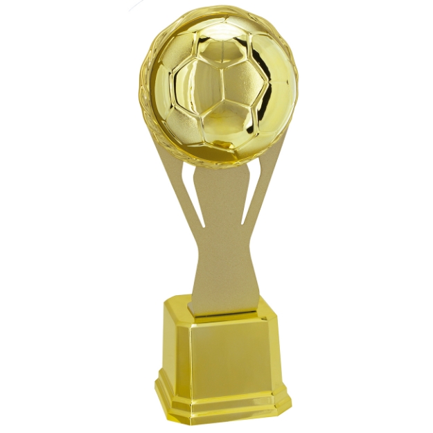 Imagem de TROFÉU EM POLÍMERO COM CHAPA DE METAL E ESTATUETA DE BOLA DE FUTEBOL - 35 CM - 402737-DOME