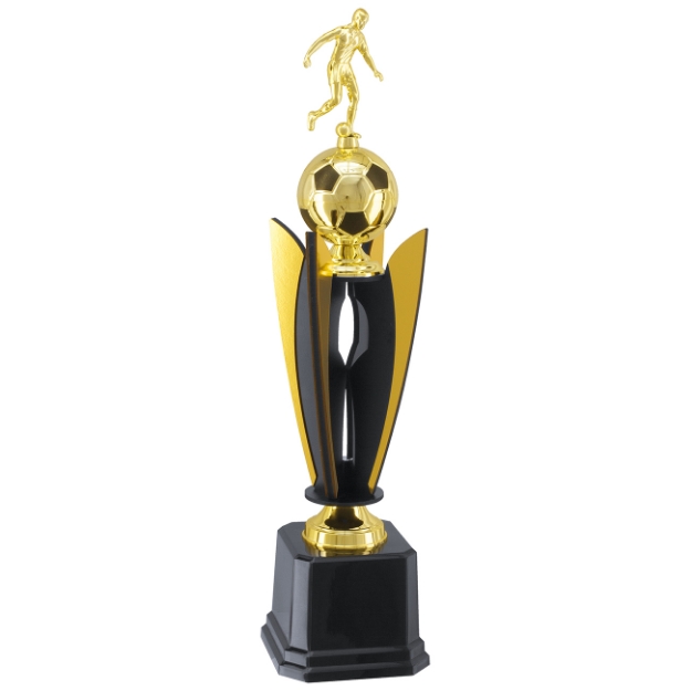 Imagem de TROFÉU PARA FUTEBOL EM POLÍMERO METALIZADO COM COMPONENTES EM MDF - PLM-902-DPT
