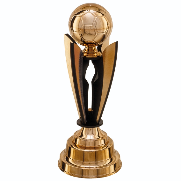 Imagem de TROFÉU PARA FUTEBOL EM POLÍMERO METALIZADO COM COMPONENTES EM MDF - PLM-913-BZN